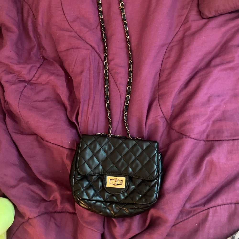 Black Purse With Chain And String Straps - image 1
